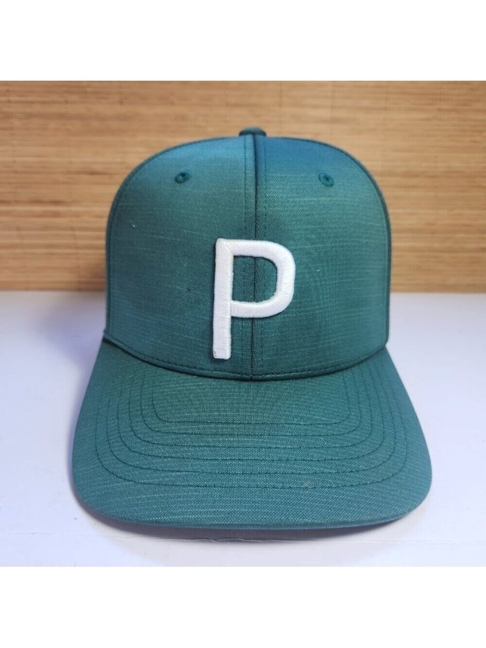 Puma P Snapback Hat Green White Logo Adjustable Baseball Cap Streetwear Unisex